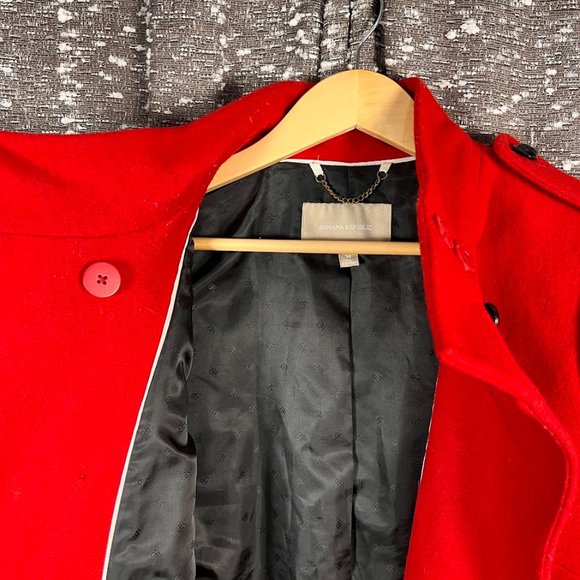 Banana Republic Red Jacket‎ W/ Branded Metal Buttons and Chain Hanger - Picture 6 of 8